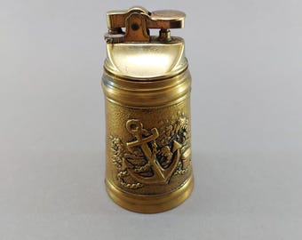 Vintage Brass Table Lighter, Mid Century Table Lighter, Collectible Metal Lighter, Vintage Desk Decor