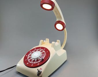 Lampada da scrivania a forma di telefono rotante, arredamento moderno di metà secolo, luce per telefono unica