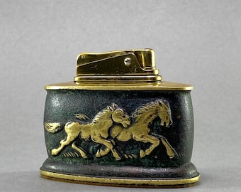 1960s Vintage Brass Table Lighter: Horse Design Collectible