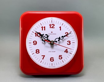 Vintage 1980s Junghans Wall Clock: Red Pop Art Ato Mat, Made in Germany