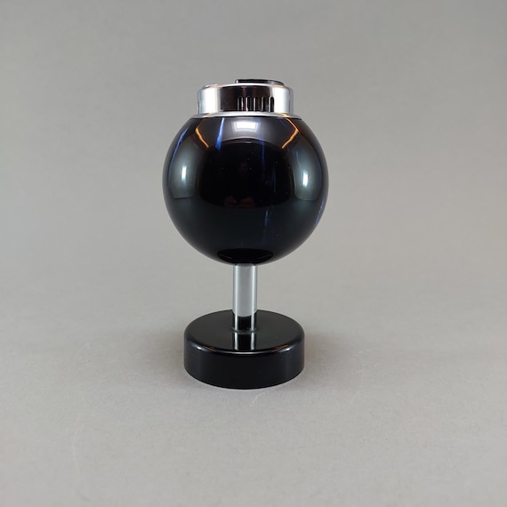 Vintage CORPS Piezo Table Lighter, Space Age Black Orb Desk Accessory, Working Collectible Tobacciana Decor