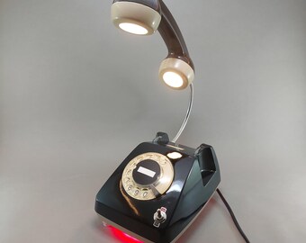 Vintage Rotary Phone Lamp, 1970s LED Desk Light, Mid-Century Modern Decor