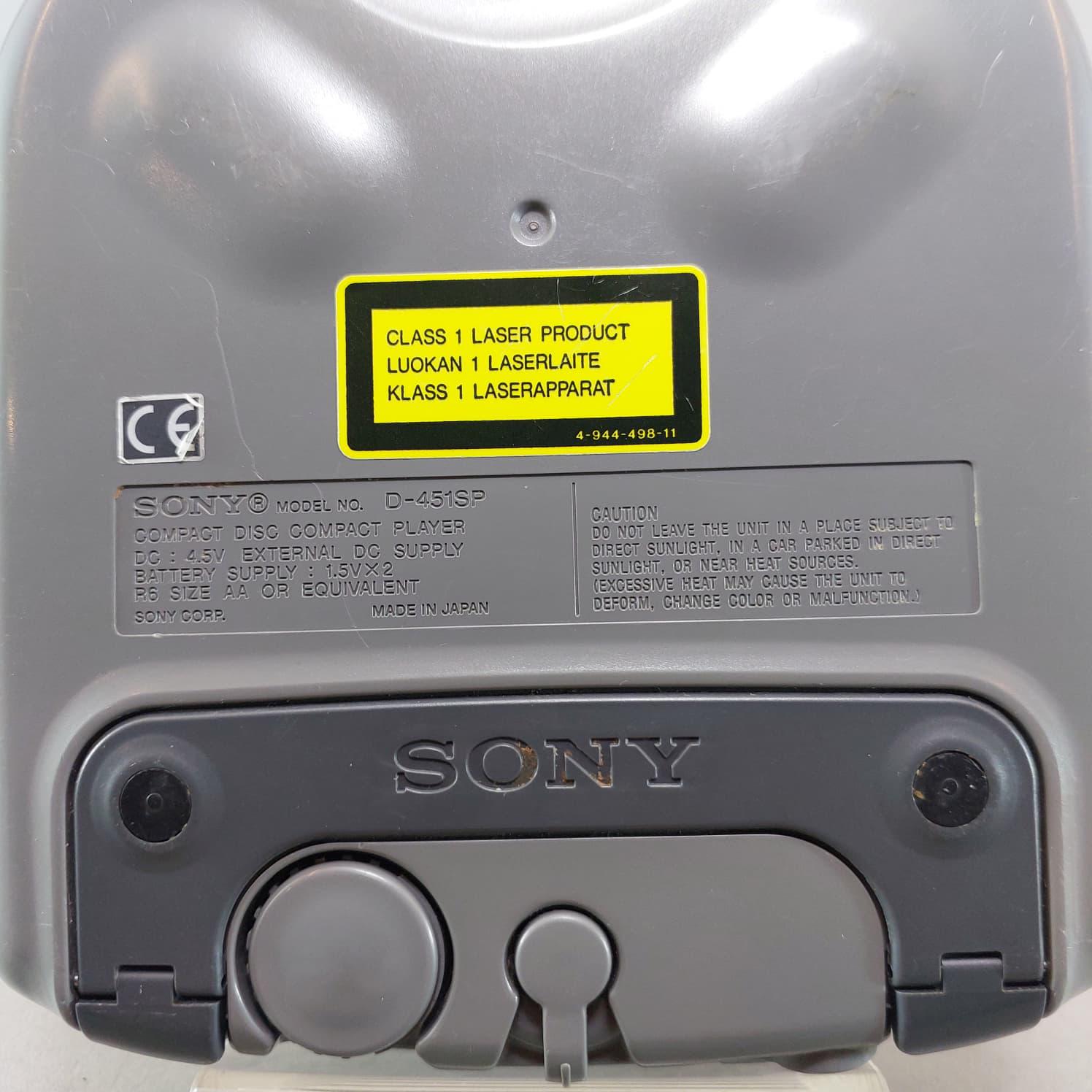 Sony Sports Discman D-451SP ESP Portable CD Player, 1990s Retro