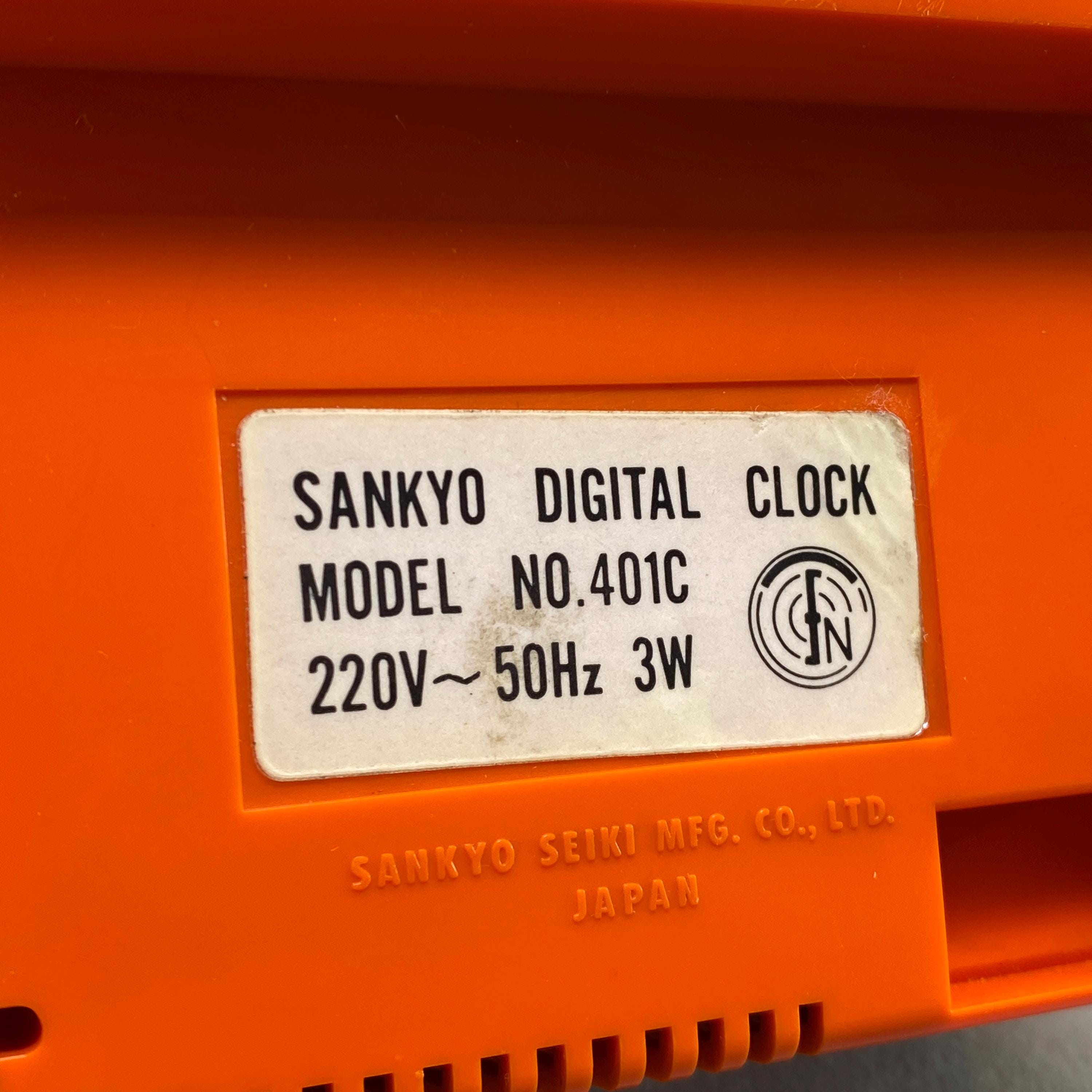 Vintage Sanyo Rolling Clock: 1970s Space Age Orange Table Clock