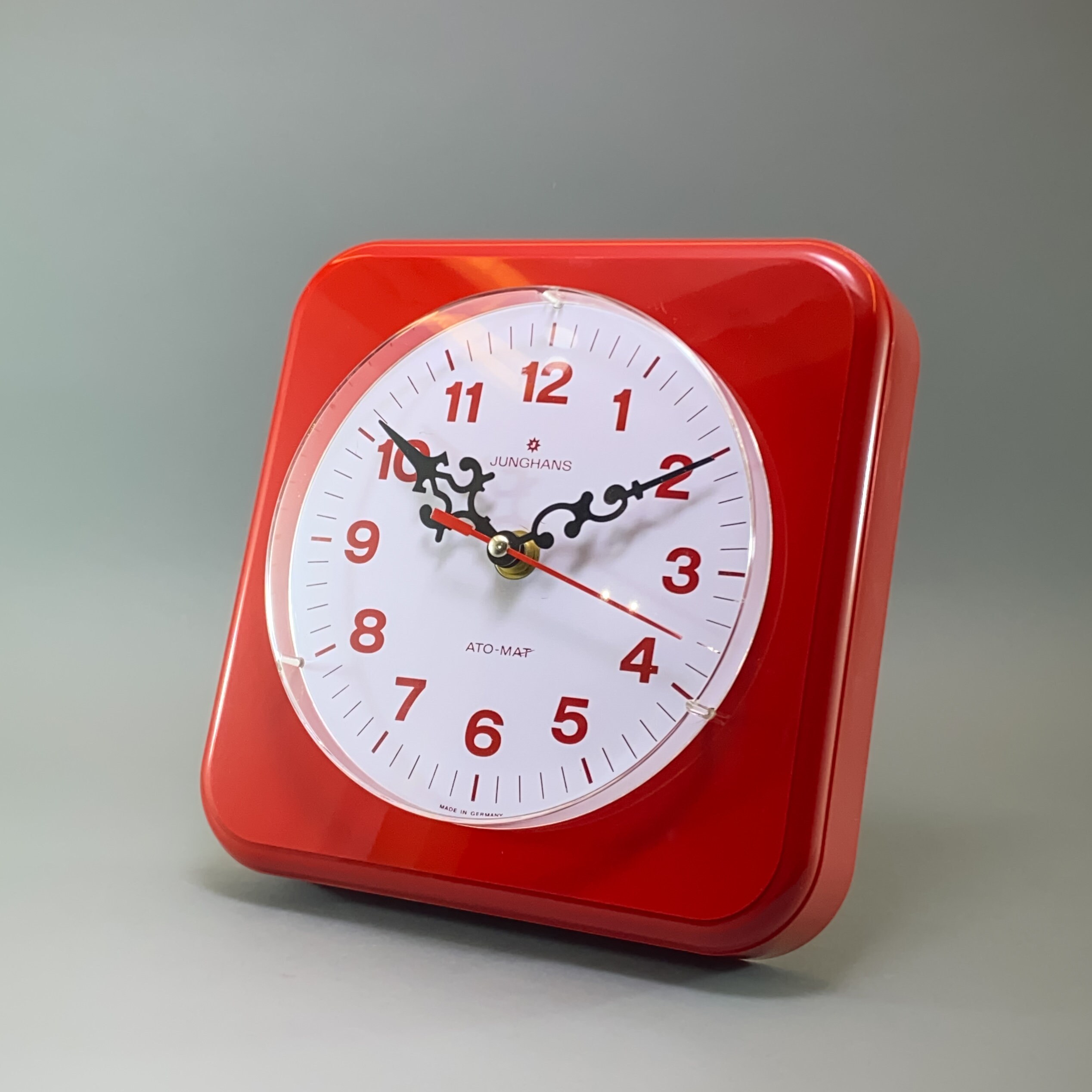 Vintage 1980s Junghans Wall Clock: Red Pop Art Ato Mat, Made in