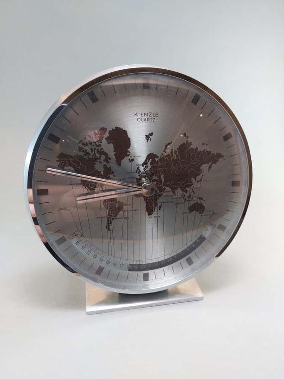 1970s Kienzle World Clock: Vintage Quartz Table Clock, Made in