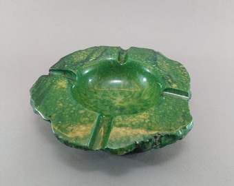 Posacenere vintage in stile marmo verde, decorazione da tavolo effetto pietra di metà secolo