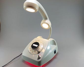 Upcycled Rotary Phone Lamp, Retro Desk Light, Mid-Century Decor