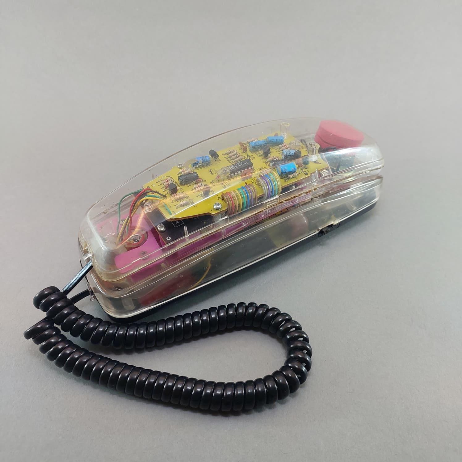 Vintage Panaphone ST-T2838LM, Transparent Pink Corded Phone, Retro