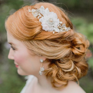 Wedding Headpiece Wedding Hair Comb Bridal Headpiece Wedding Hair Flower Bridal Hair Accessory Blush & Gold Wedding Peony image 1