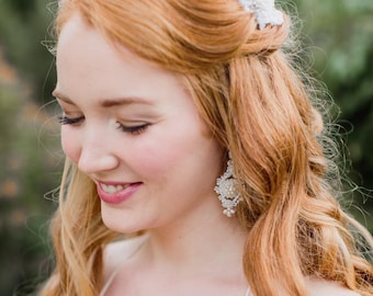 Pearl Bridal Earrings | Cream Pearl Wedding Earrings | Teardrop Pearl Earrings | Bridal Drop Earrings | Wedding Statement Earrings