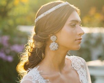 Blue Chandelier Wedding Earrings | Pearl Chandelier Earrings | Statement Bridal Earrings  | Crystal Earrings | Something Blue | Ravenna