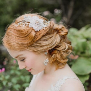 Wedding Headpiece Wedding Hair Comb Bridal Headpiece Wedding Hair Flower Bridal Hair Accessory Blush & Gold Wedding Peony image 3