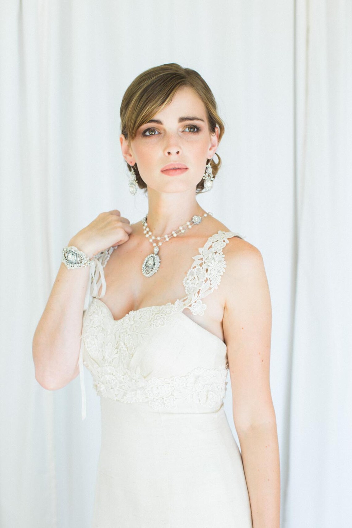 Gold Crystal Bridal Bracelet Romantic Pearl & Lace Wedding Etsy