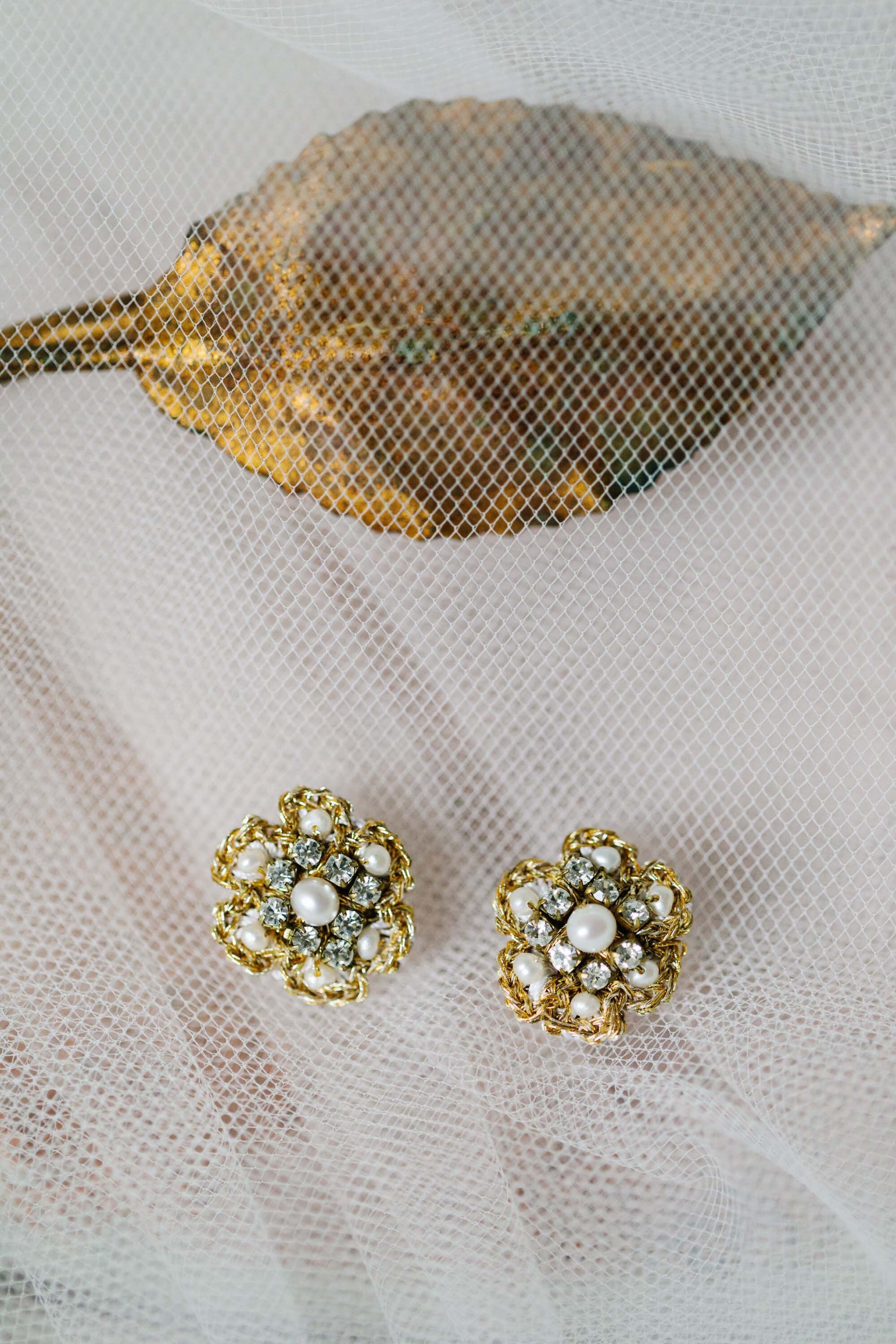 Pearl Crystal Wedding Stud Earrings Small Floral Bridal - Etsy UK