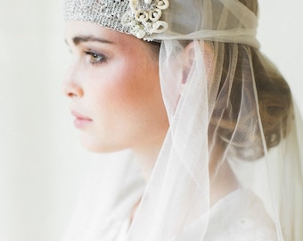 Art Deco Bridal Headpiece  | 1920s Inspired Handmade Lace Bandeau Headband | Gatsby Wedding | "Camille"