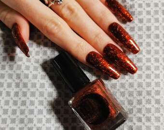 Indie Nail Polish - Rusted – Burnt orange with flakes and glitter