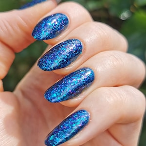 Indie Nail Polish - Depths of Gabriel - Blue purple Iridescent Multichrome Flakie glitter bomb