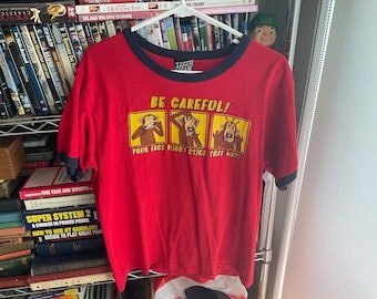 Be Careful! Your Face Might Stick That Way red vintage t-shirt