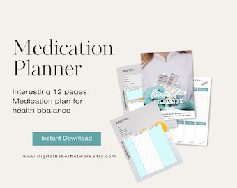 Vollständiger Medikationstracker, wöchentliches Medikationslogbuch, Medikationsliste, Medikationszeitplan, druckbare Medikationsliste, druckbares Medikationslogbuch