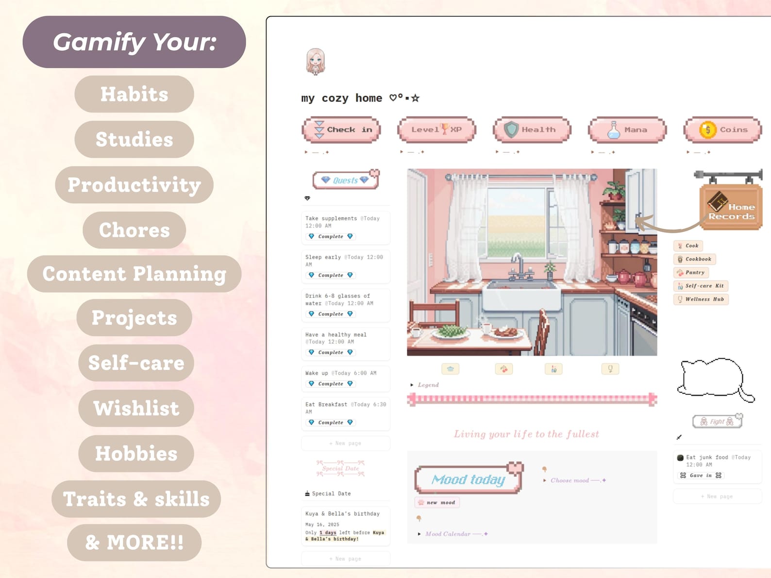 Gamify Your Life Planner Notion Template | With Personal Finance ...