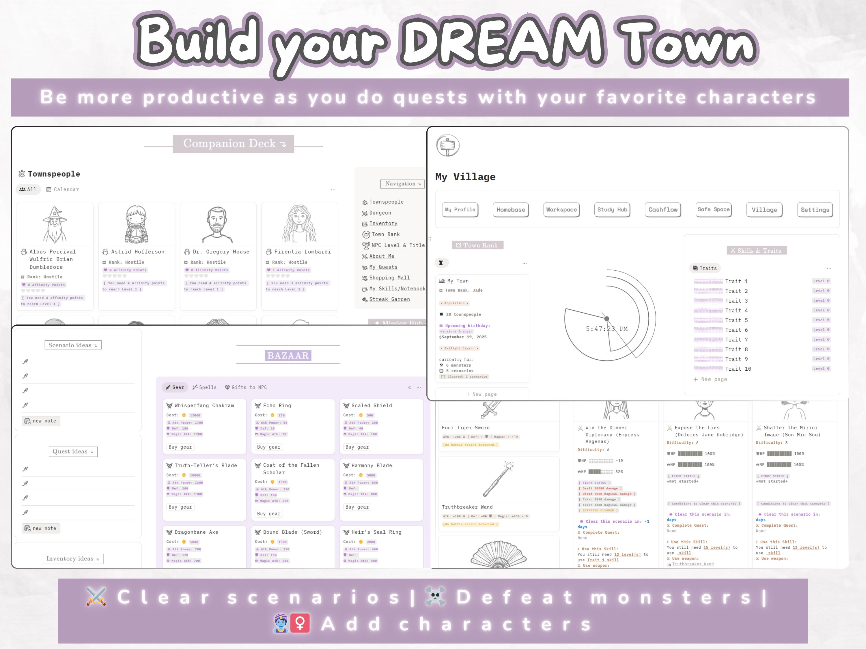 Minimalist Gamified Life Planner Notion Template: RPG Habit Tracker ...