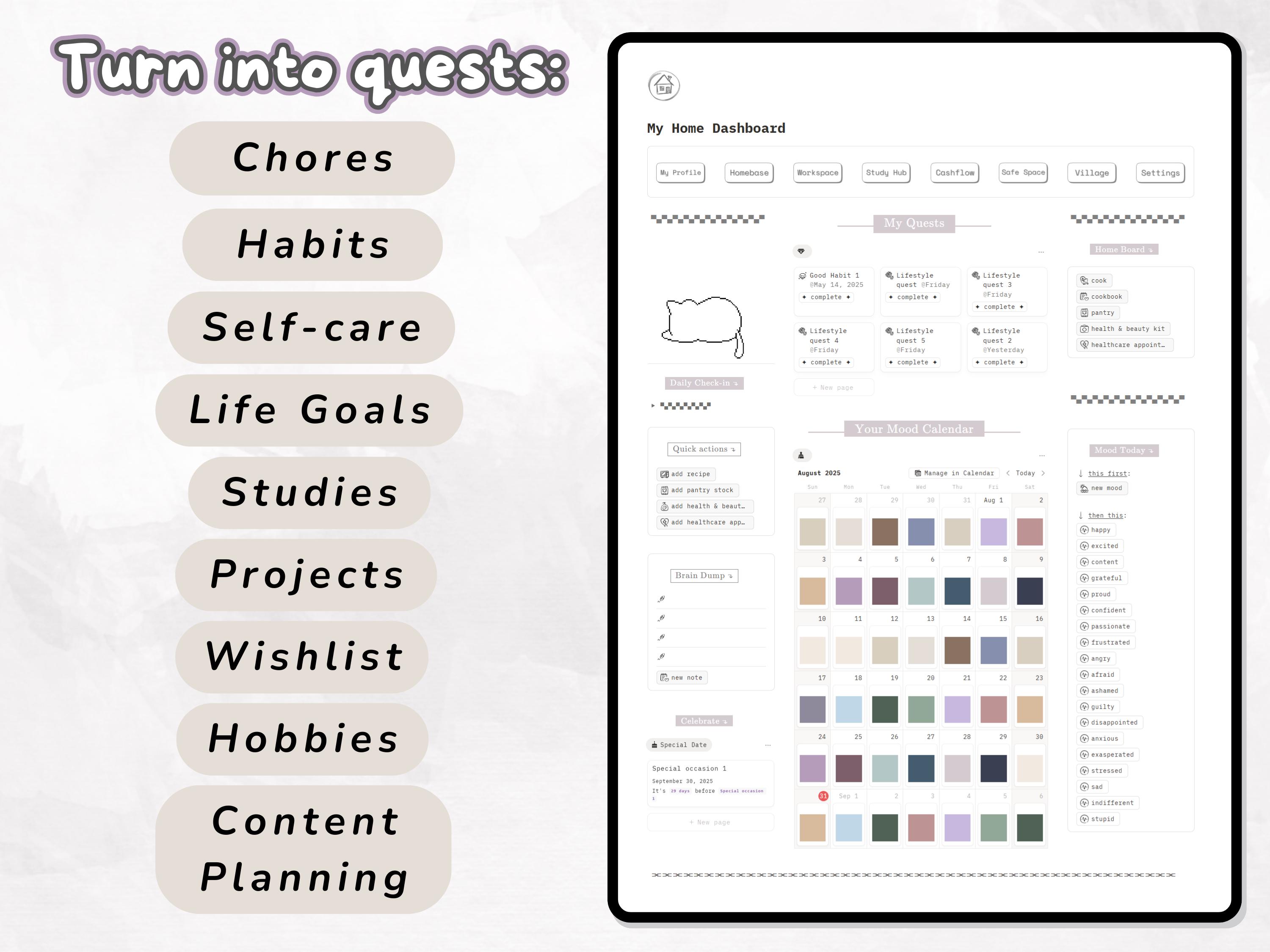 Minimalist Gamified Life Planner Notion Template: RPG Habit Tracker ...