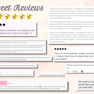 May include: A digital image featuring customer reviews with star ratings and text excerpts. The reviews praise the aesthetic, functionality, and customization of a product, with positive feedback on customer service.