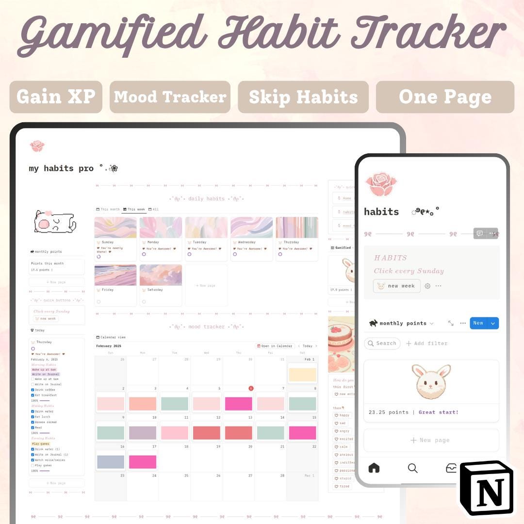 Gamified Habit Tracker | Mood Tracker | XP Tracker | Gamification ...