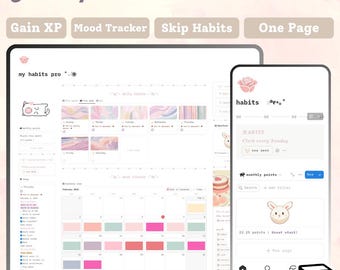 Gamified Habit Tracker | Notion Template with Mood & XP Tracker