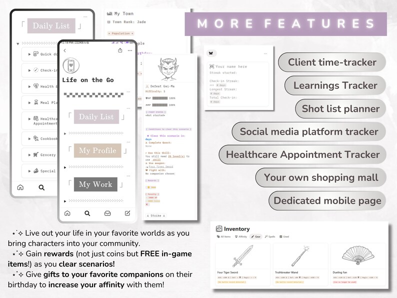 Minimalist Gamified Life Planner Notion Template: RPG Habit Tracker ...