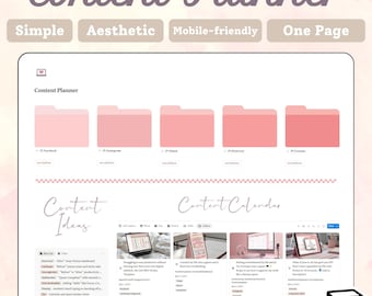 Social Media Content Planner | Content Calendar Notion Dashboard | Facebook Youtube Pinterest Tiktok Instagram | Content Ideas |