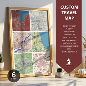 Custom Travel Multiple Map Print: Personalized Couple Gift, Any Location (Digital Download)