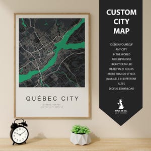 Custom Quebec City Map Art Print: Personalized Travel Poster (Digital Download)