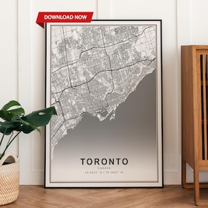 Toronto Canada City Map Travel Poster Engagement Gift Any location Town Map Poster Wall Art Print Road Map Street Map Digital file