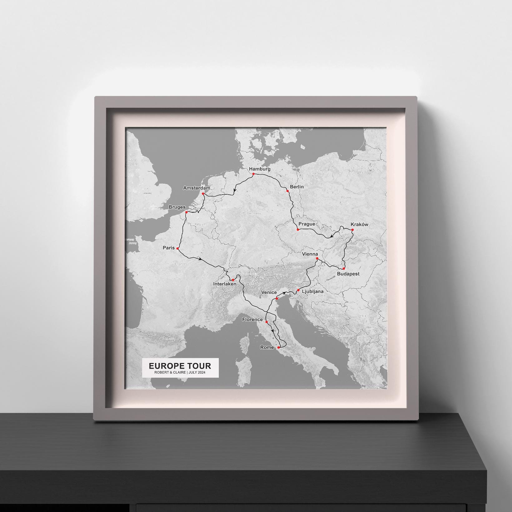 Custom World Travel Route Map Print – Personalized Road Trip Journey ...