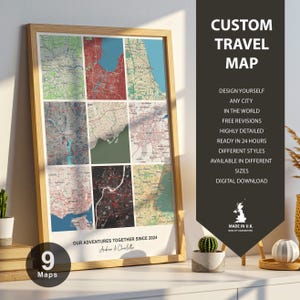 Anpassat tryck av flera resekartor: Personlig present till par, valfri plats (digital nedladdning)