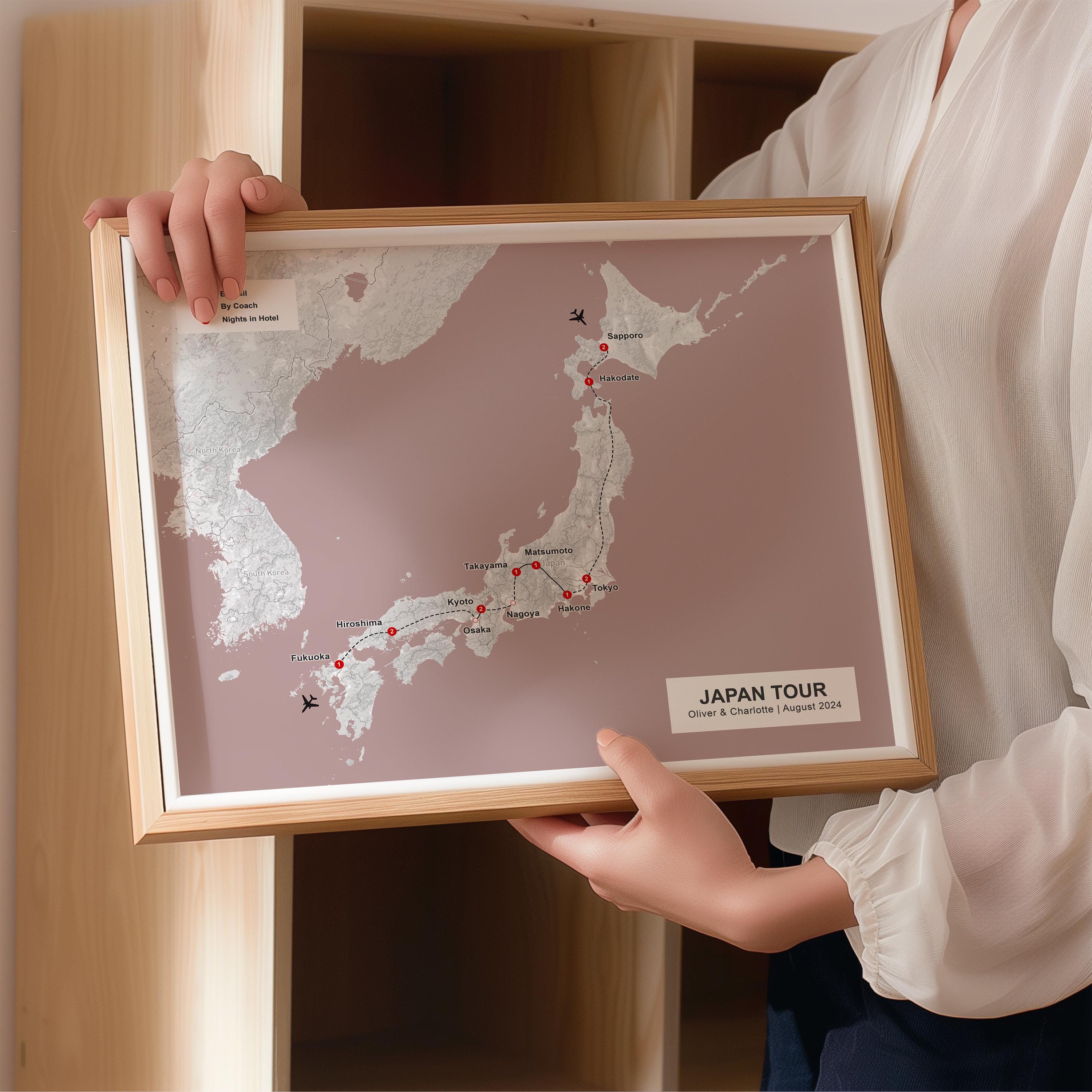 Custom World Travel Route Map Print – Personalized Road Trip Journey ...