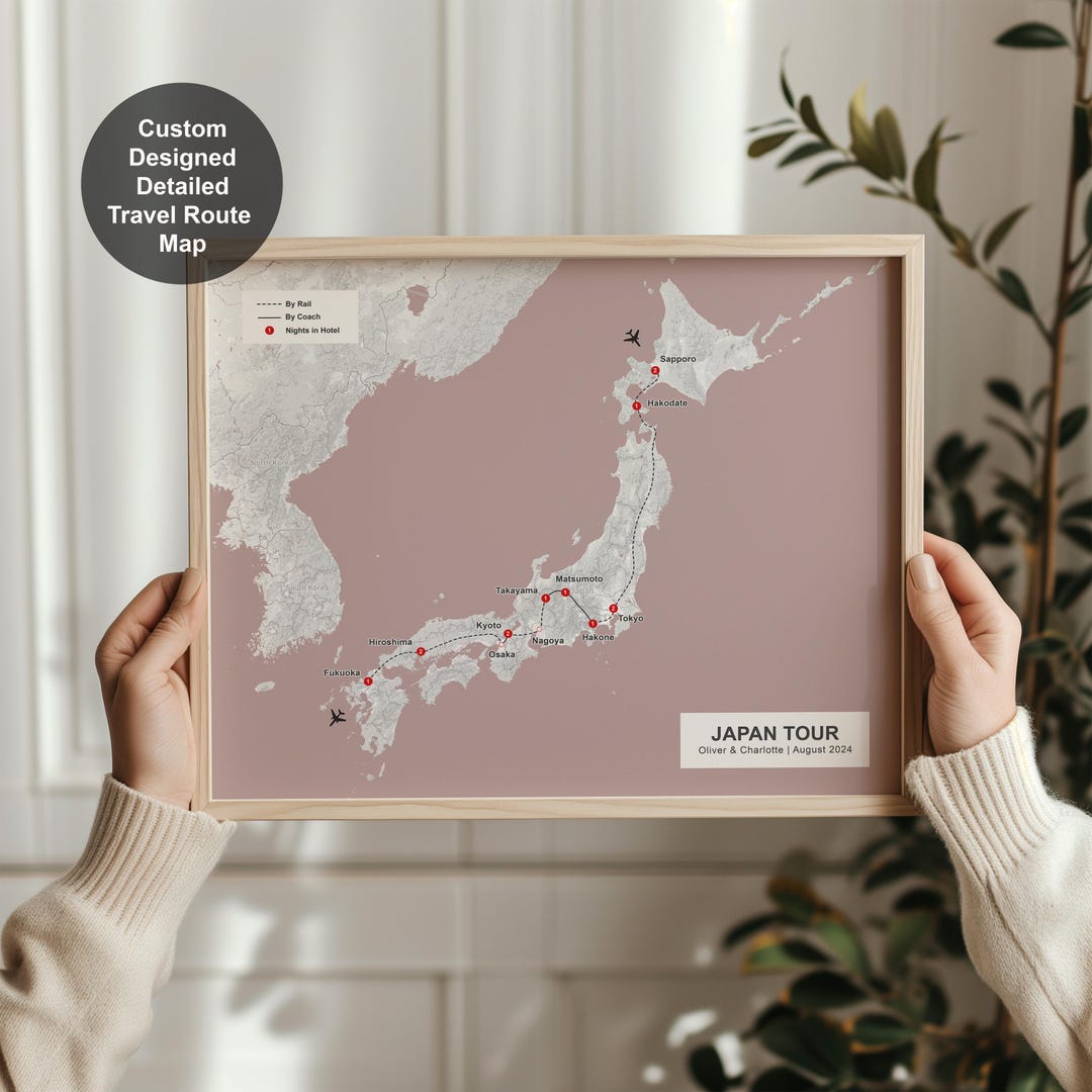 Custom World Travel Route Map Print – Personalized Road Trip Journey ...