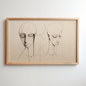 Abstract Figure Art Pencil Sketch, wall art, Minimalistic drawing,Character art, modern art, line art, vintage style, digital art, art decor