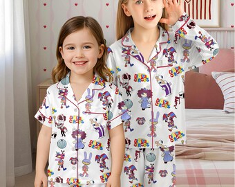 The Amazing Digital Circus Pajama Set, Pomni Ragatha Jax Caine Satin Pajamas, Digital Circus Character Pajamas, Cute Horror Pjm Gift