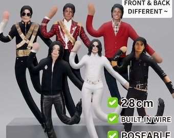 Poseable Michael Jackson Plush Doll | 28cm MJ Abstracted Doll | King of Pop Memorabilia | Iconic Outfit Stuffed Toy | Music Fan Gift