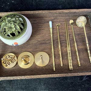 10-delige koperen wierook diy stempelvorm tool set met lade brander lepel thuis aromatherapie