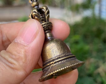 Nepalese Vintage Demon-Quelling Bell Brass Keychain Handmade Nepal Collectibles, Tantra Buddhism Talisman Mini tiny Demon-Quelling Bell UH12