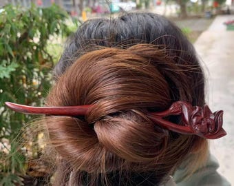 Handgemaakte houten lotushaarstok vrouwen vintage chinese hanfu haaraccessoire cadeau