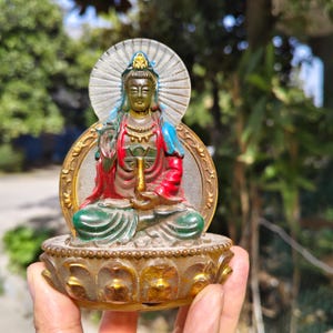 Tiebt Liuli Glass Crystal Buddha Statue Coloured glaze Guanyin Bodhisattva Figure,Nepal buddhism Kuan yin Tara Godness Bodhisattva sculpture