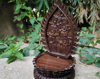 Buddha Lotus Stand, Wooden Altar Table Thai Buddha Sculpture Stand, hand-carved Buddha statue shelf Buddhist Fixtures, Buddha Statue Stand 6