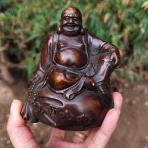 Old Copper Happy Laugh Maitreya Buddha Wealth Statue, The Laughing Buddha with a Big Belly Statue Budai Buddhism Happiness God of Wealth Zen
