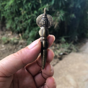 Nepal Buddhism Dorje Vajra Phurba Brass Amulet Handmade Nepal Collectibles, Tantra Buddhism Talisman Charm Mini tiny Vajra phurpa Exorcism