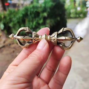 Tibetan Nepal  Dorje Vajra Phurba Brass Amulet Handmade Nepal Collectibles, Tantra Buddhism Talisman Charm Mini tiny Vajra phurpa Exorcism